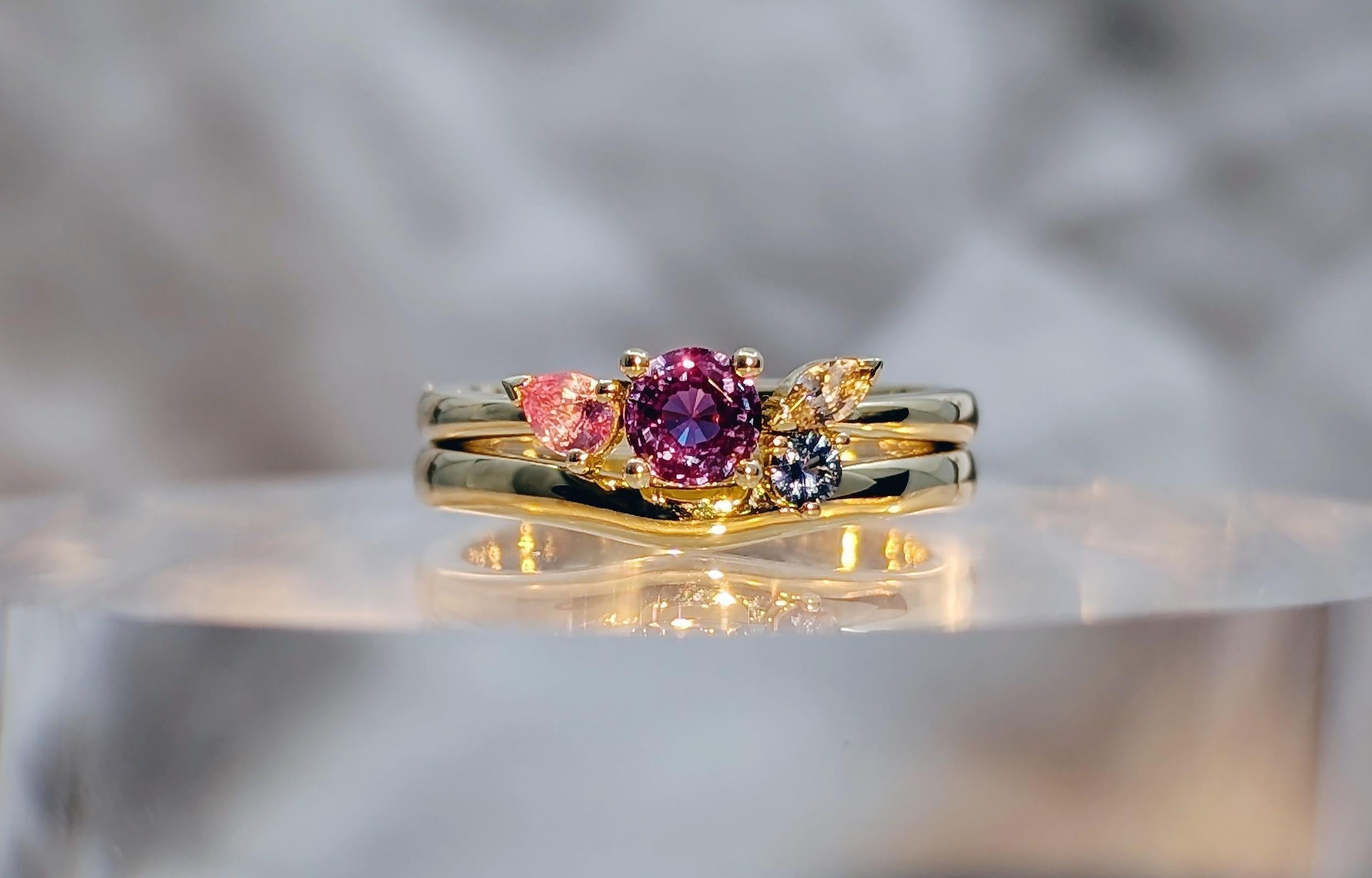 June birthstone lab created alexandrite colour change ring