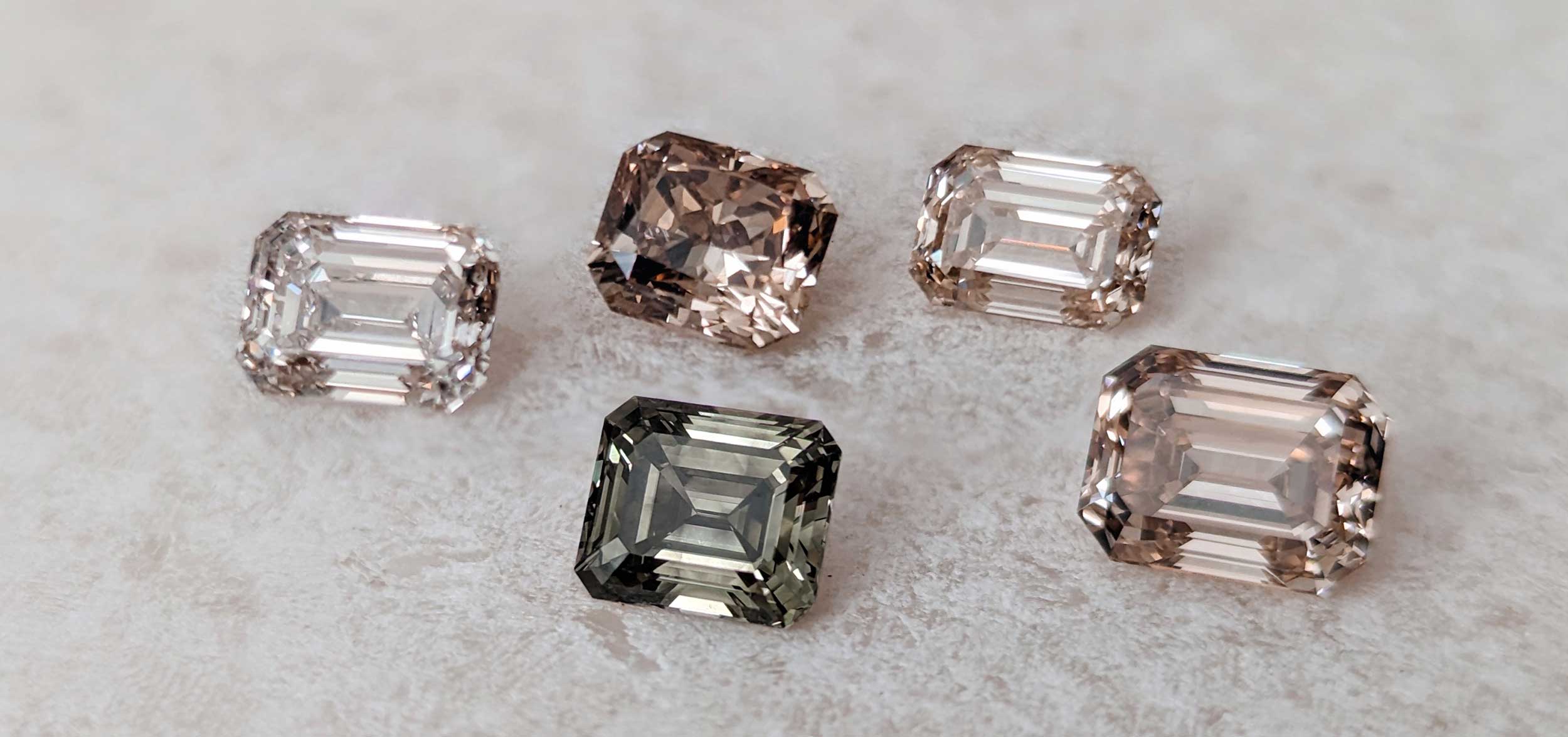 Champagne and coloured diamonds for custom jewellery designs