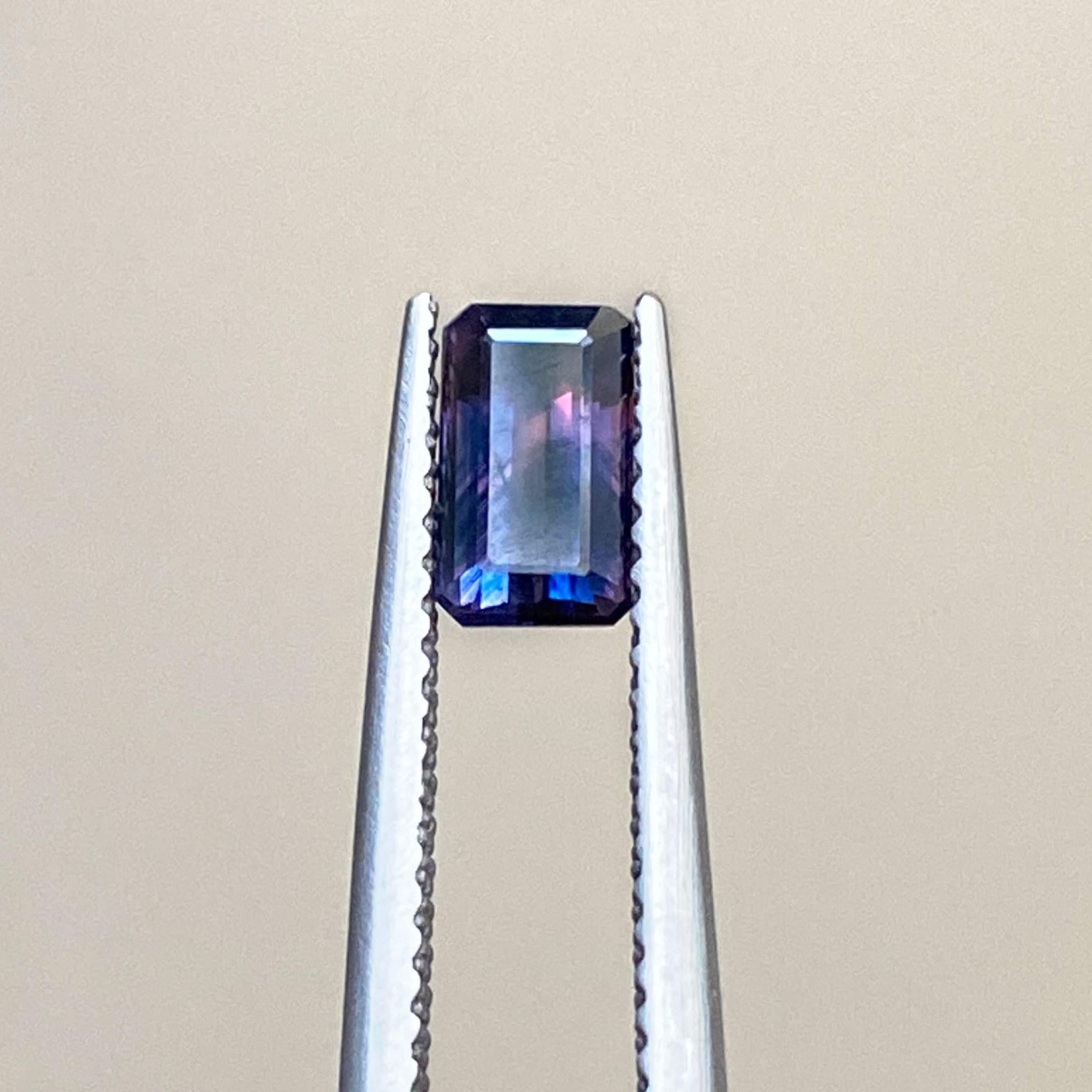 stunning emerald cut Tanzanian sapphire