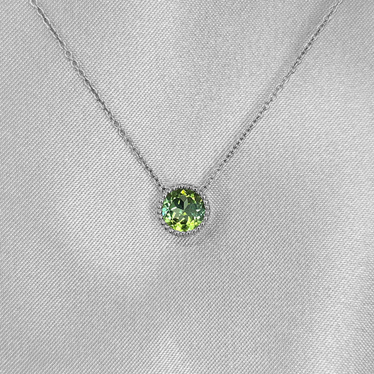 Peridot coloured white gold tourmaline necklace