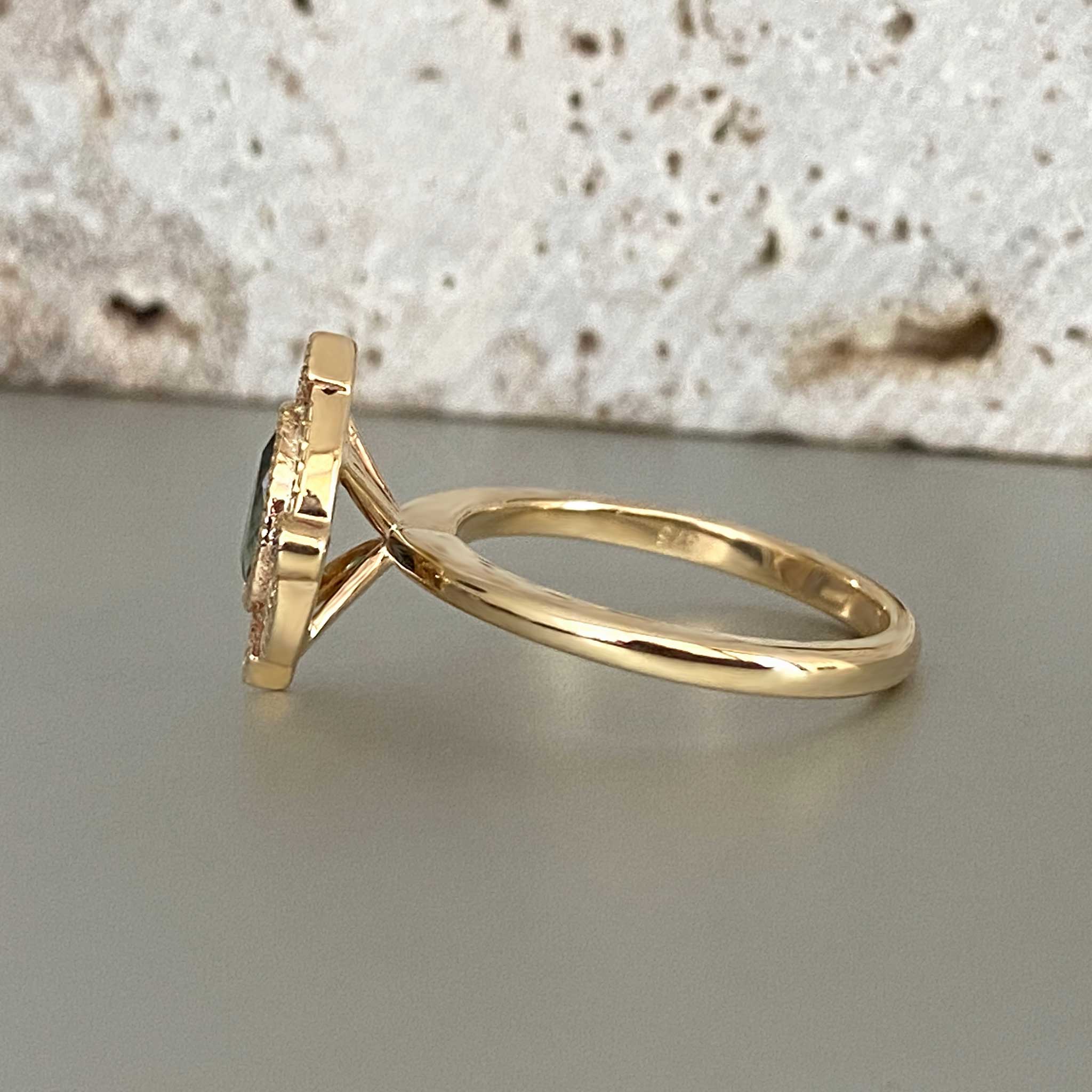 Pear sapphire Australian gold sustainable engagement ring