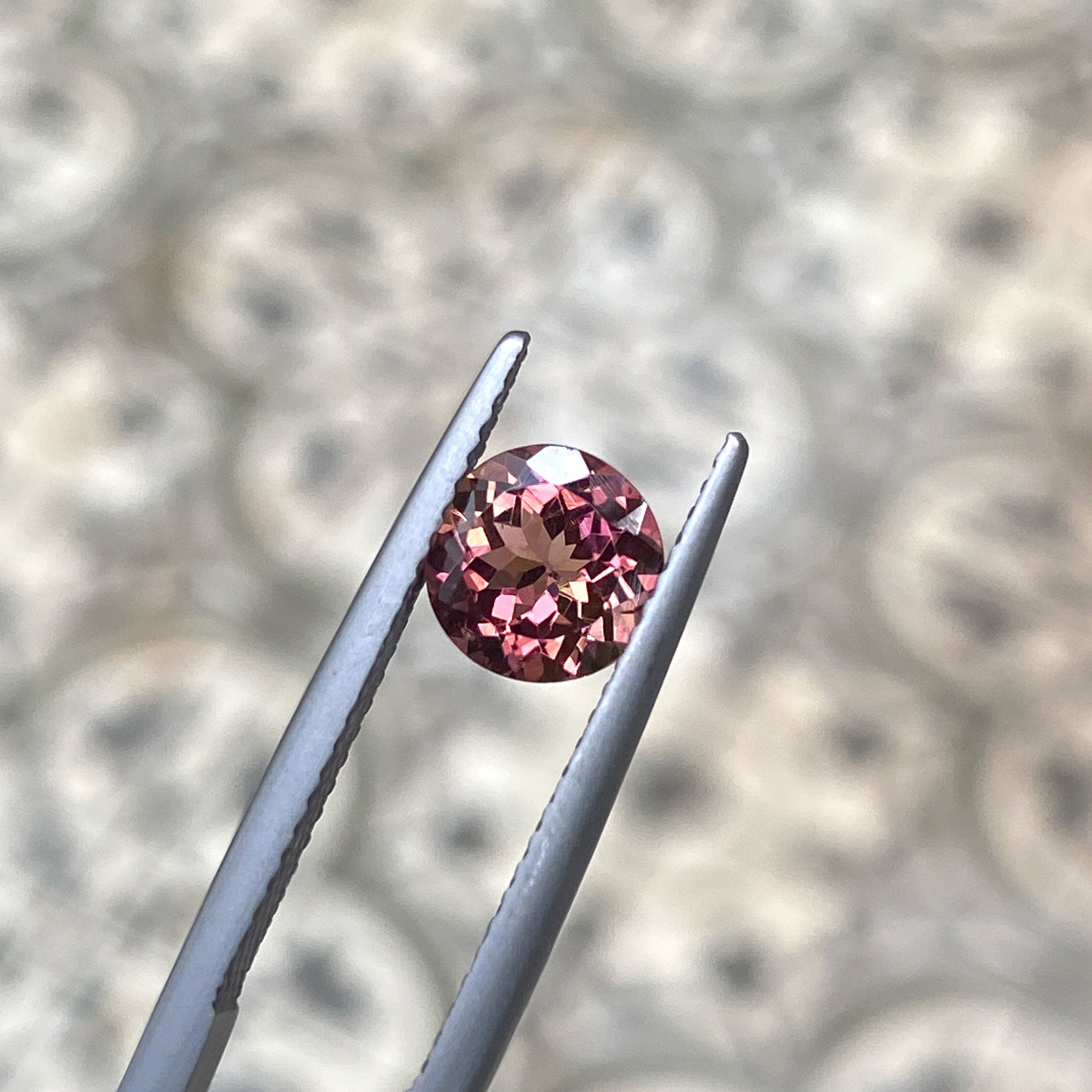 Pink peach round tourmaline gemstone