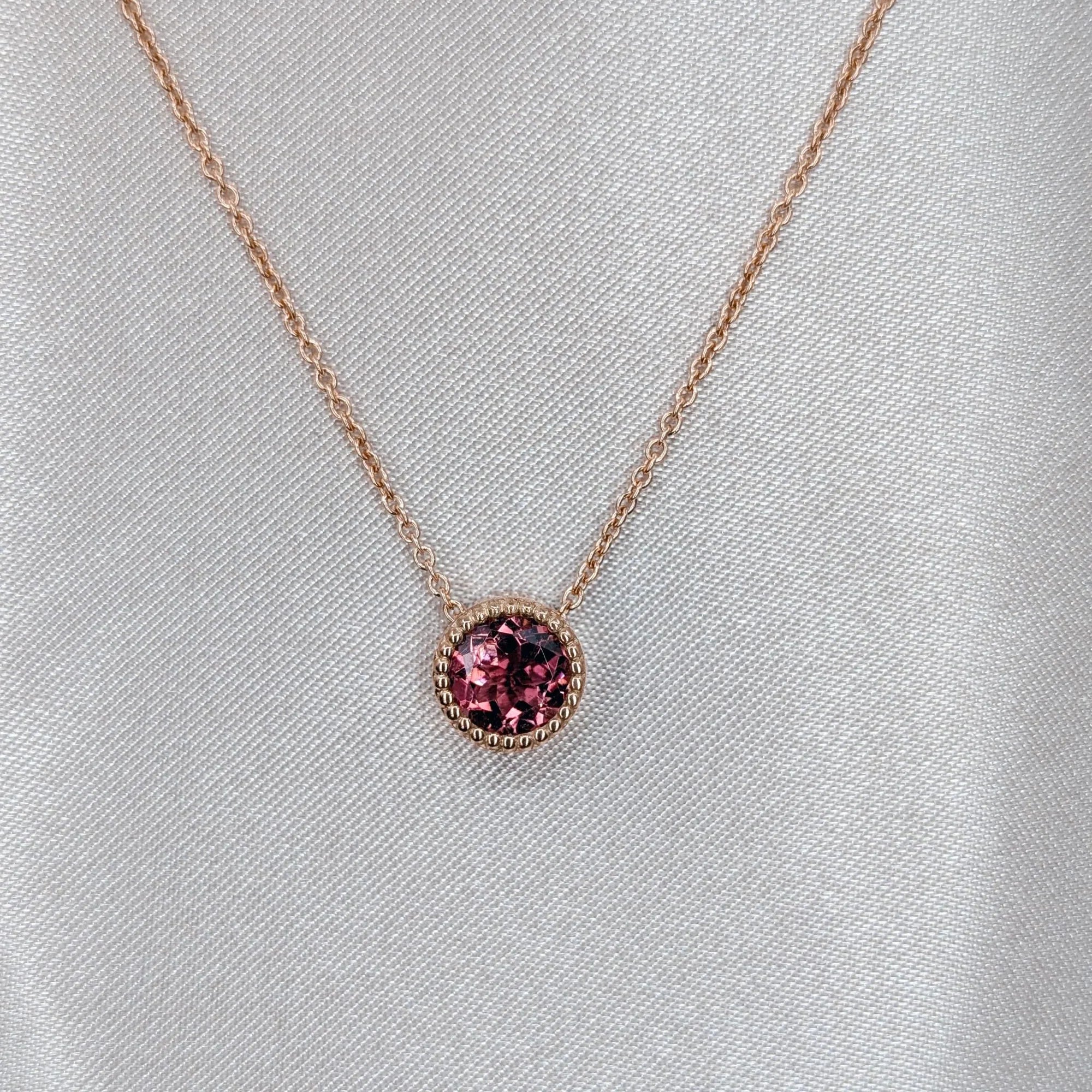 Pink tourmaline necklace in rose gold