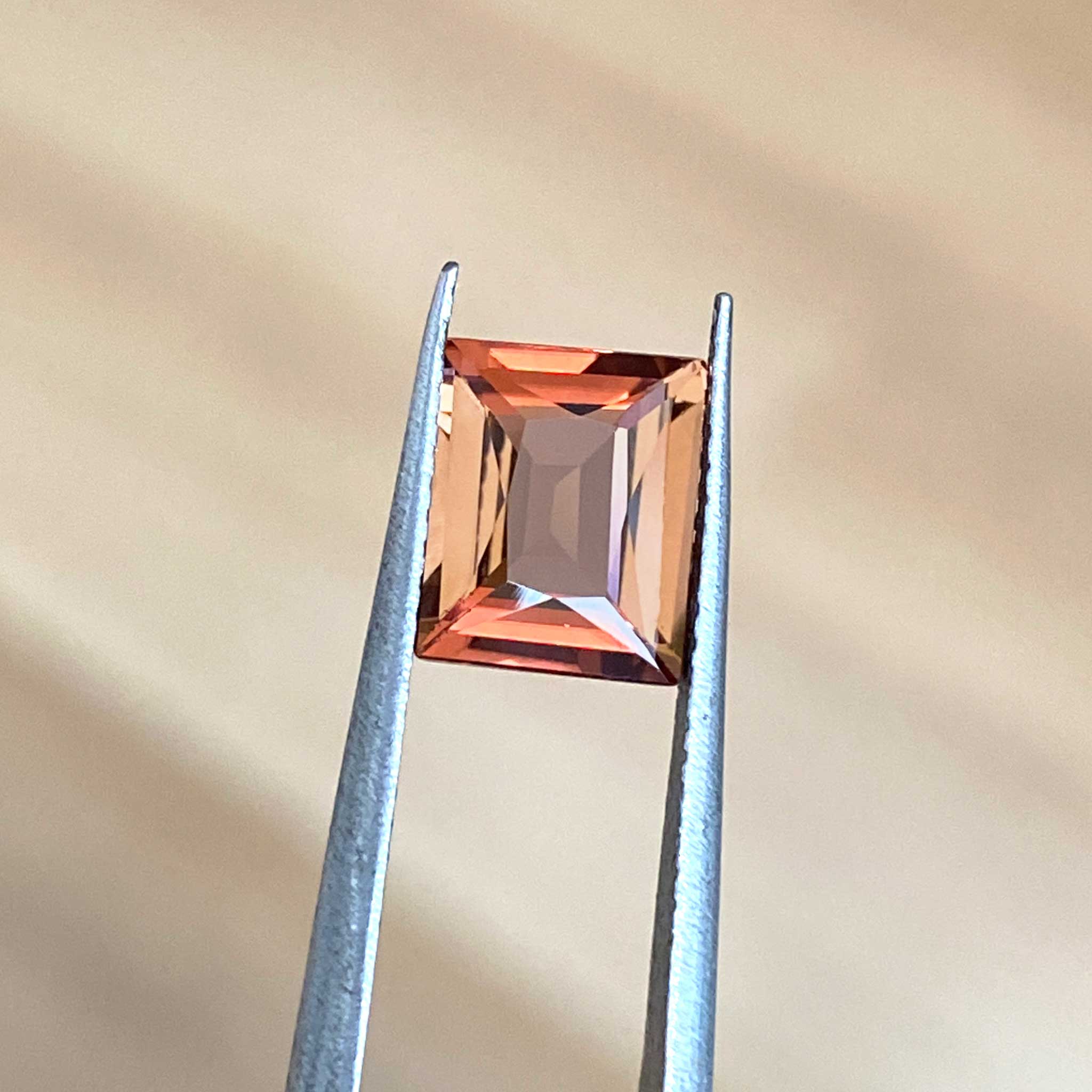 Rectangle orange tourmaline for custom ring