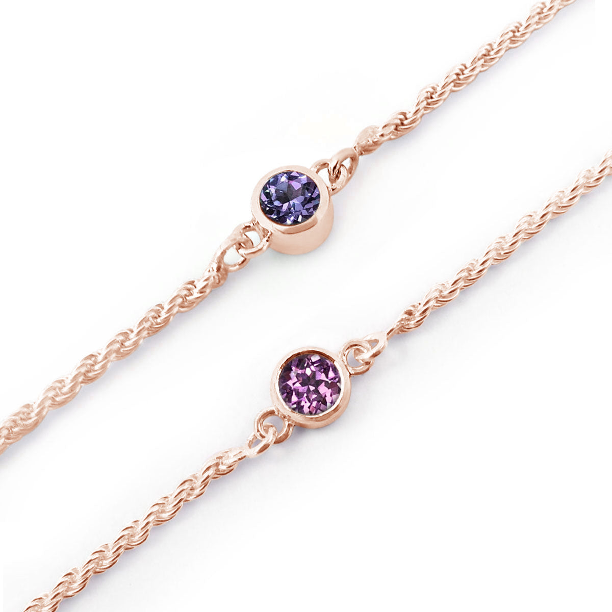Rose gold amethyst February birthstone bracelets