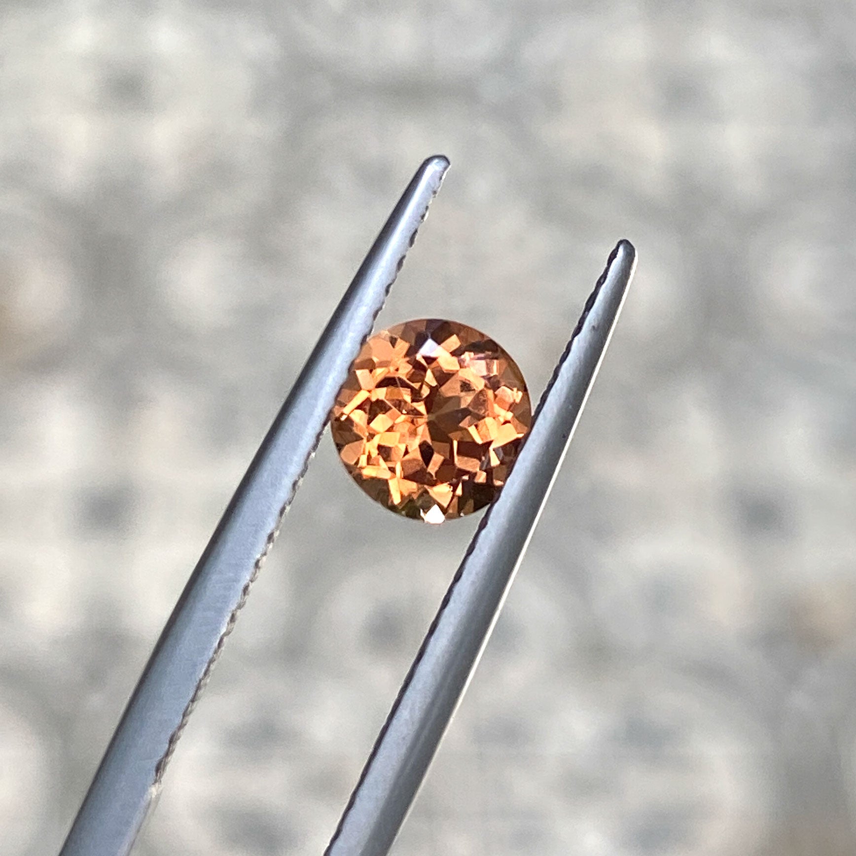 Round orange tourmaline gemstone