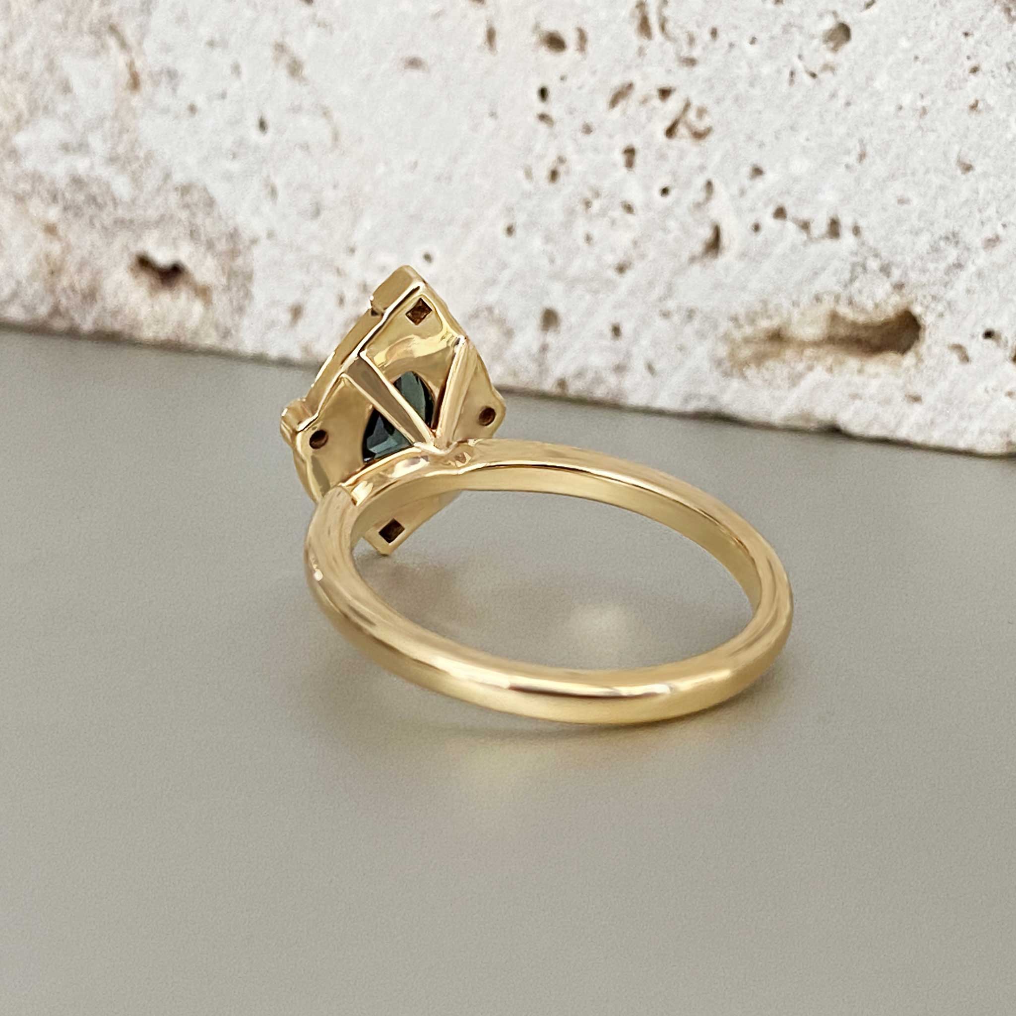 Teardrop ethical engagement ring back view