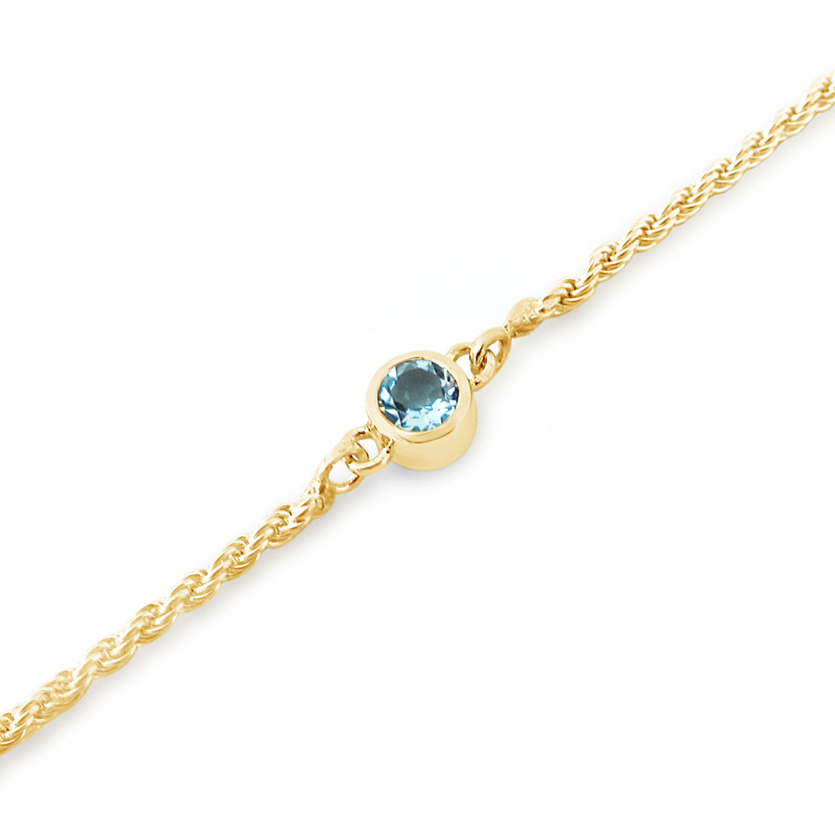Yellow gold blue topaz December birthstone bracelet