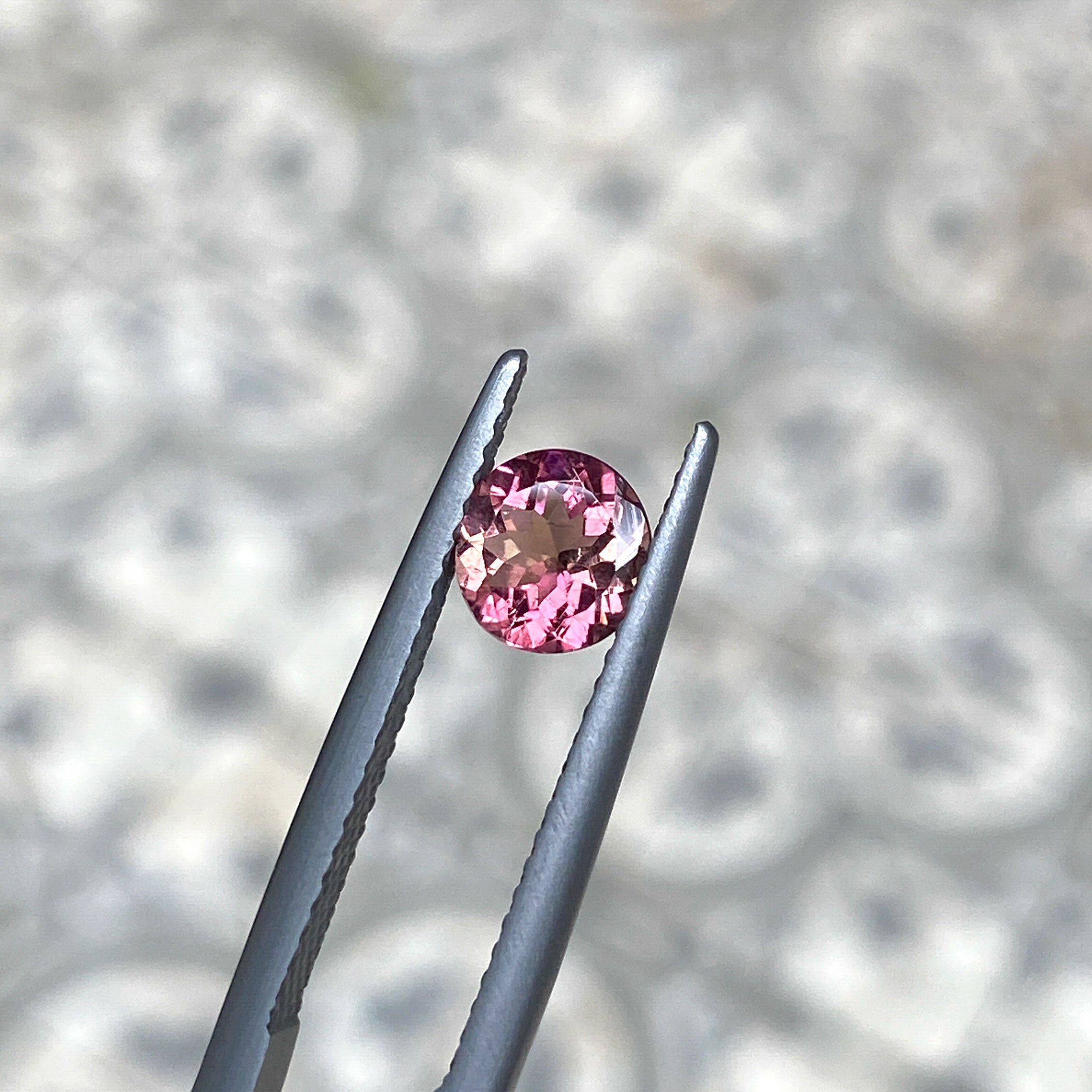 Round pink purple tourmaline gemstone