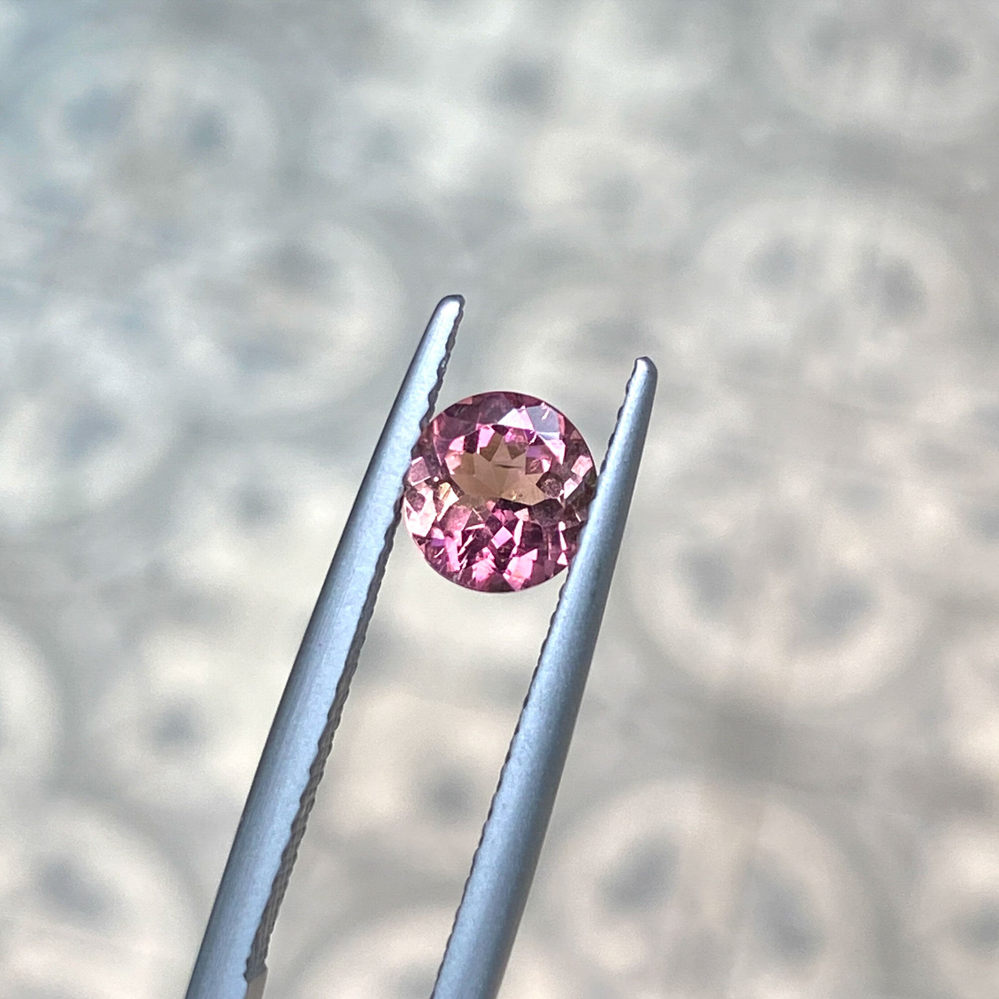 Pink loose round tourmaline gemstone