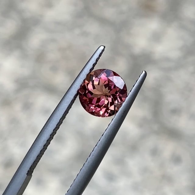 Pink peach bicolour tourmaline gemstone for custom ring