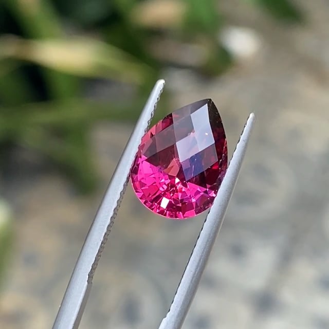 Burgundy pear shaped garnet