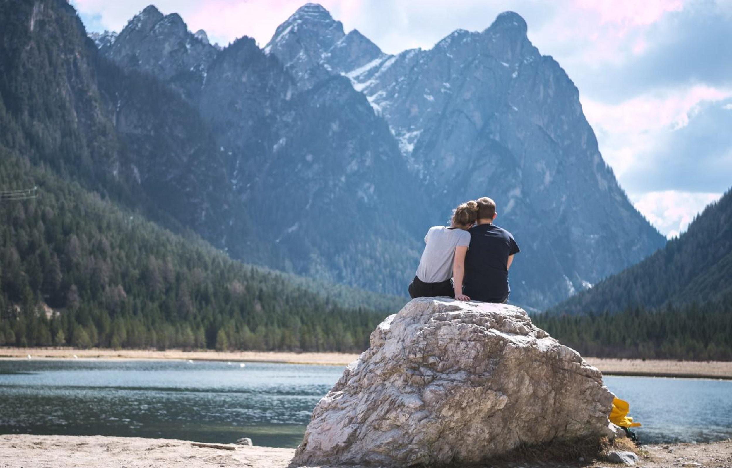 Couple on honeymoon in nature