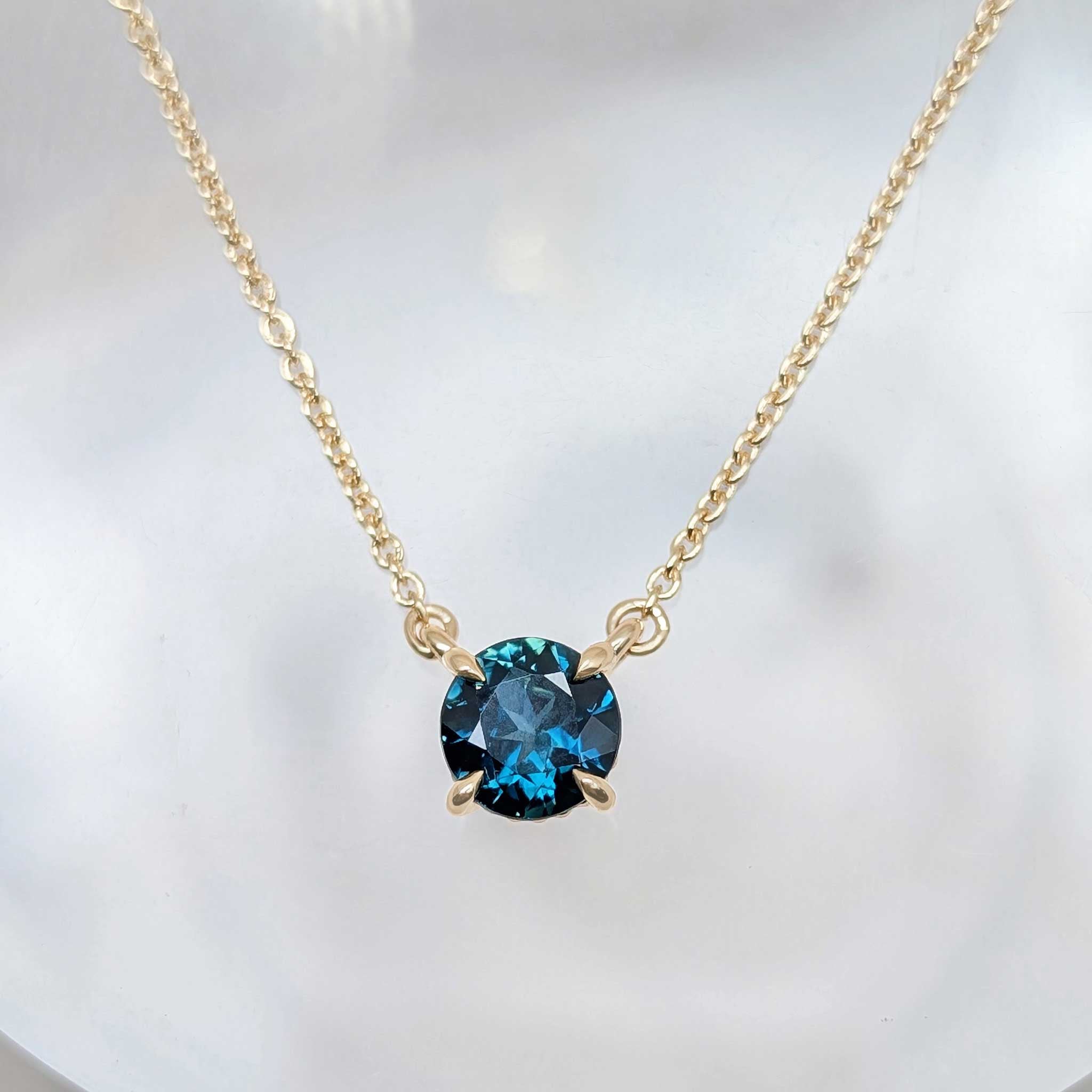 Blue Australian sapphire solitaire fine chain necklace