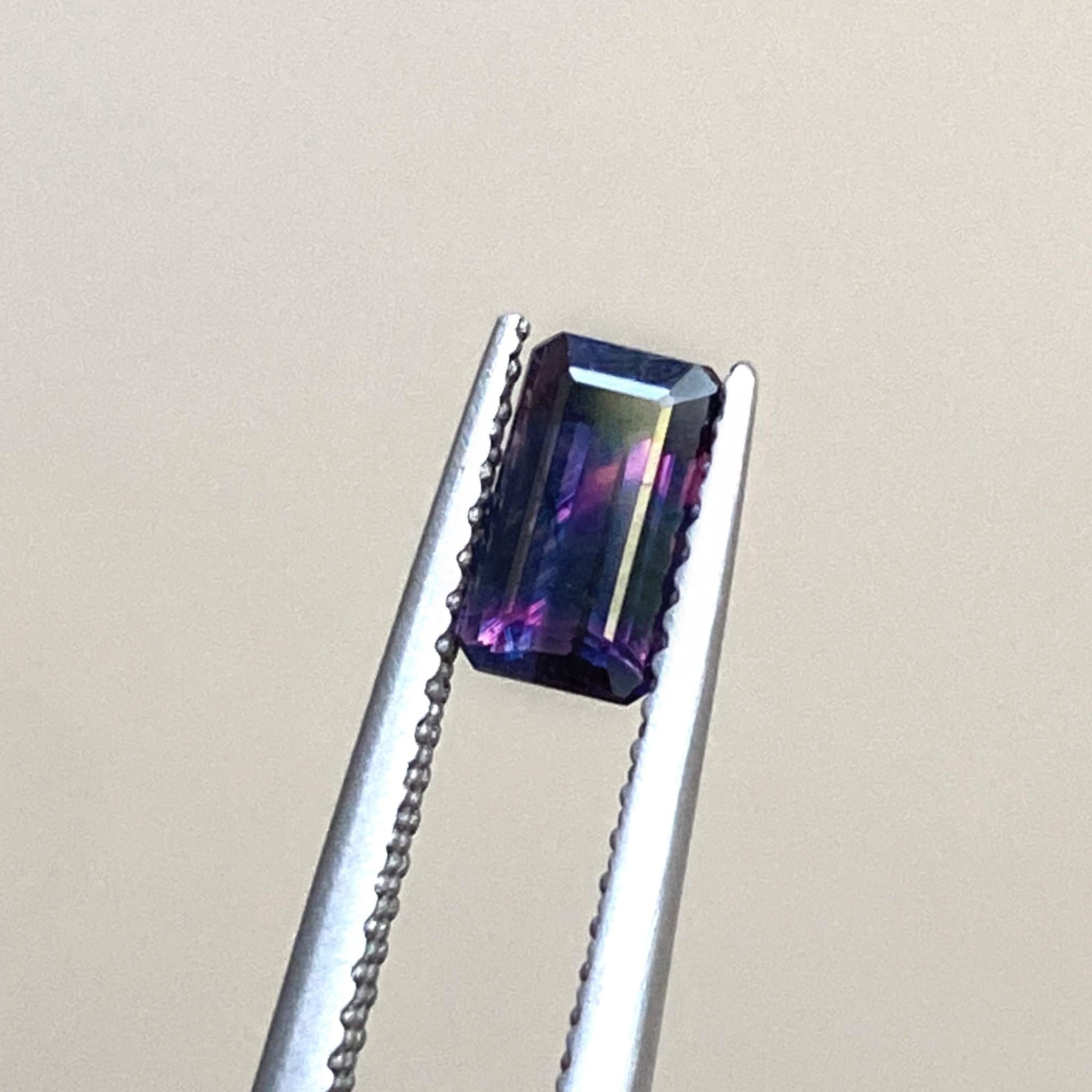 mesmerizing emerald cut Tanzanian sapphire gem