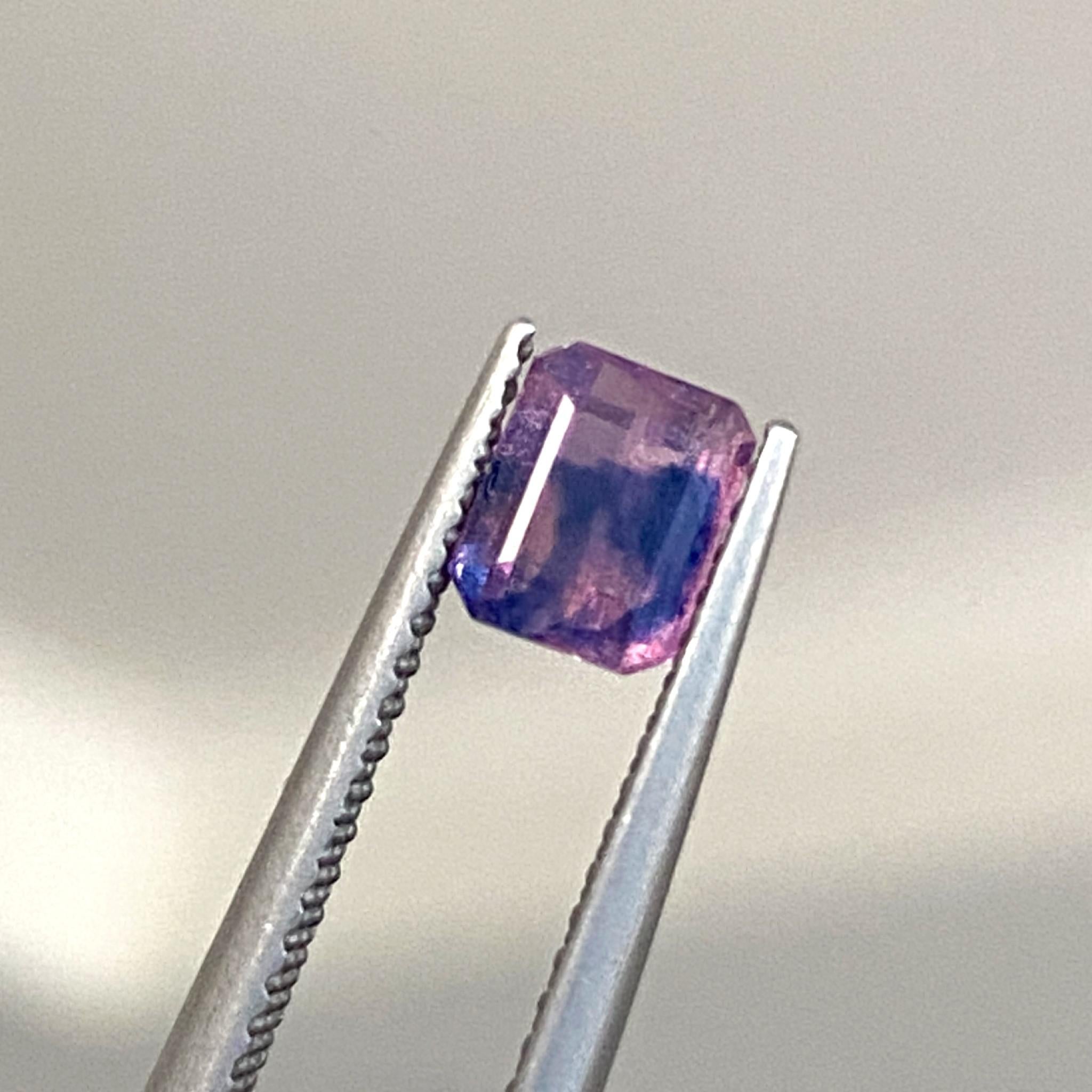 Emerald cut bi colour Tanzanian sapphire