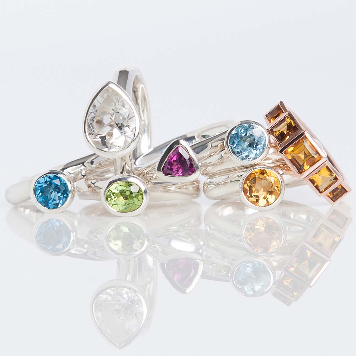 Colourfull Gemstone ring stack