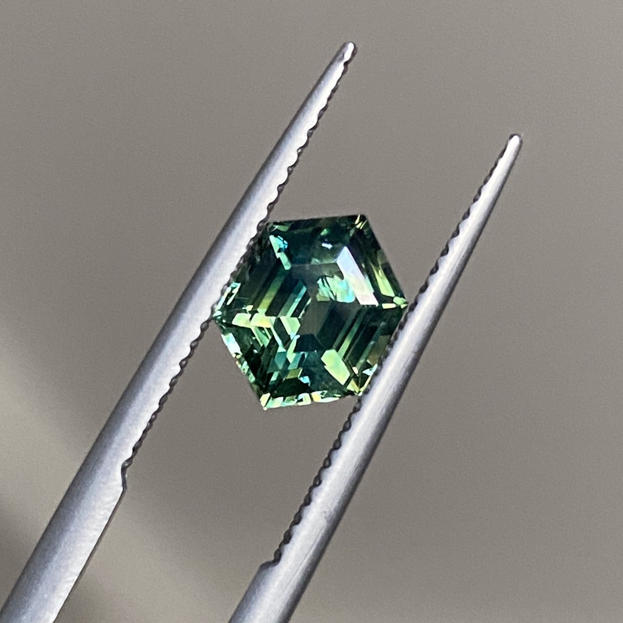 Unique hexagon-cut sapphire ready for custom ring design