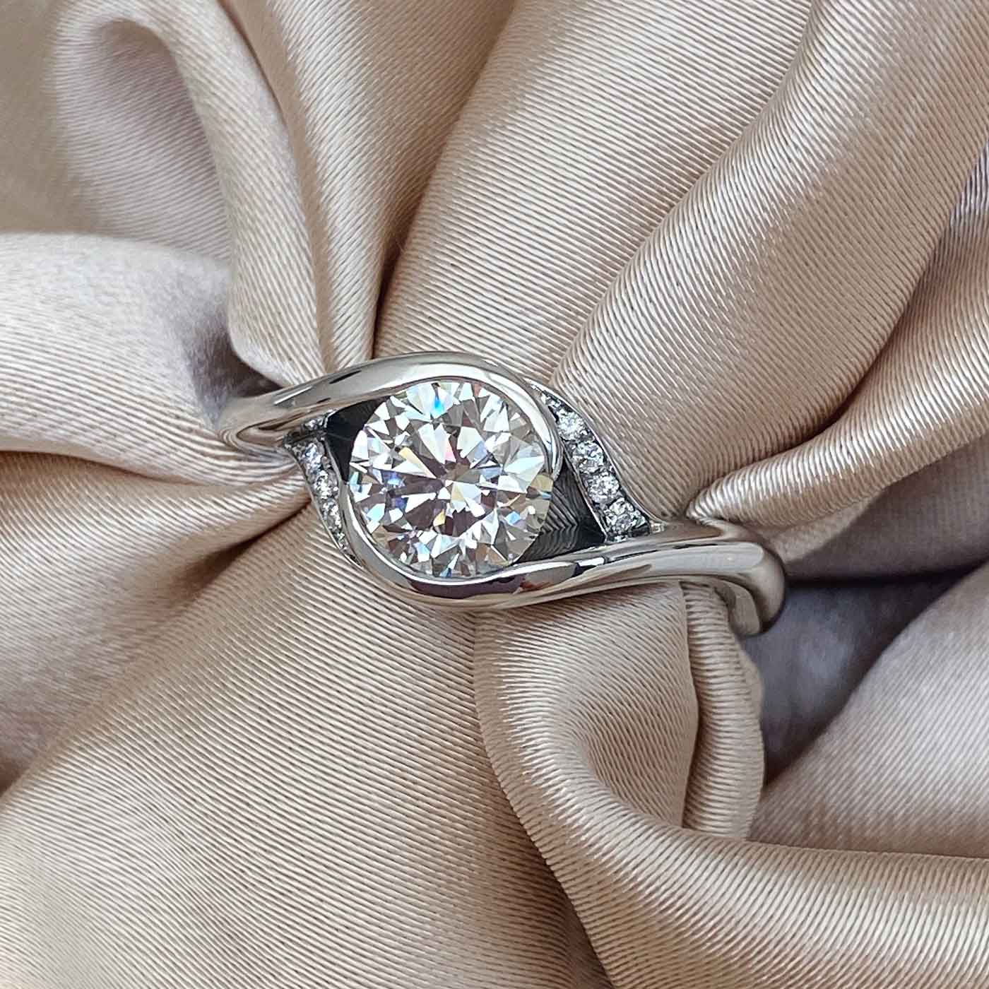 Lab diamond platinum swirl ring