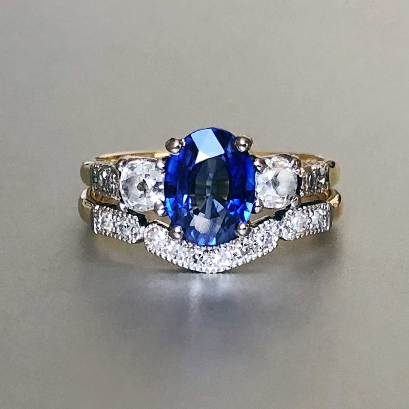 Sustainable heirloom old cut diamond vintage ring with fitted wedding band
