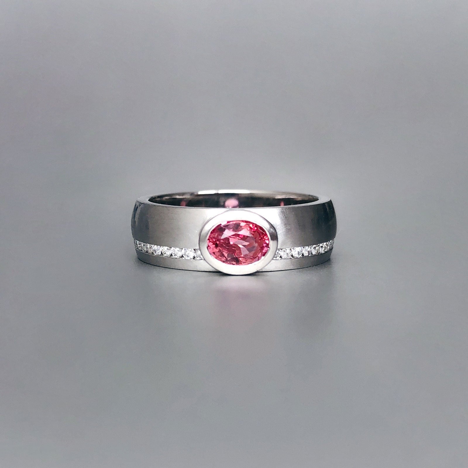 Padparadscha sapphire platinum ring