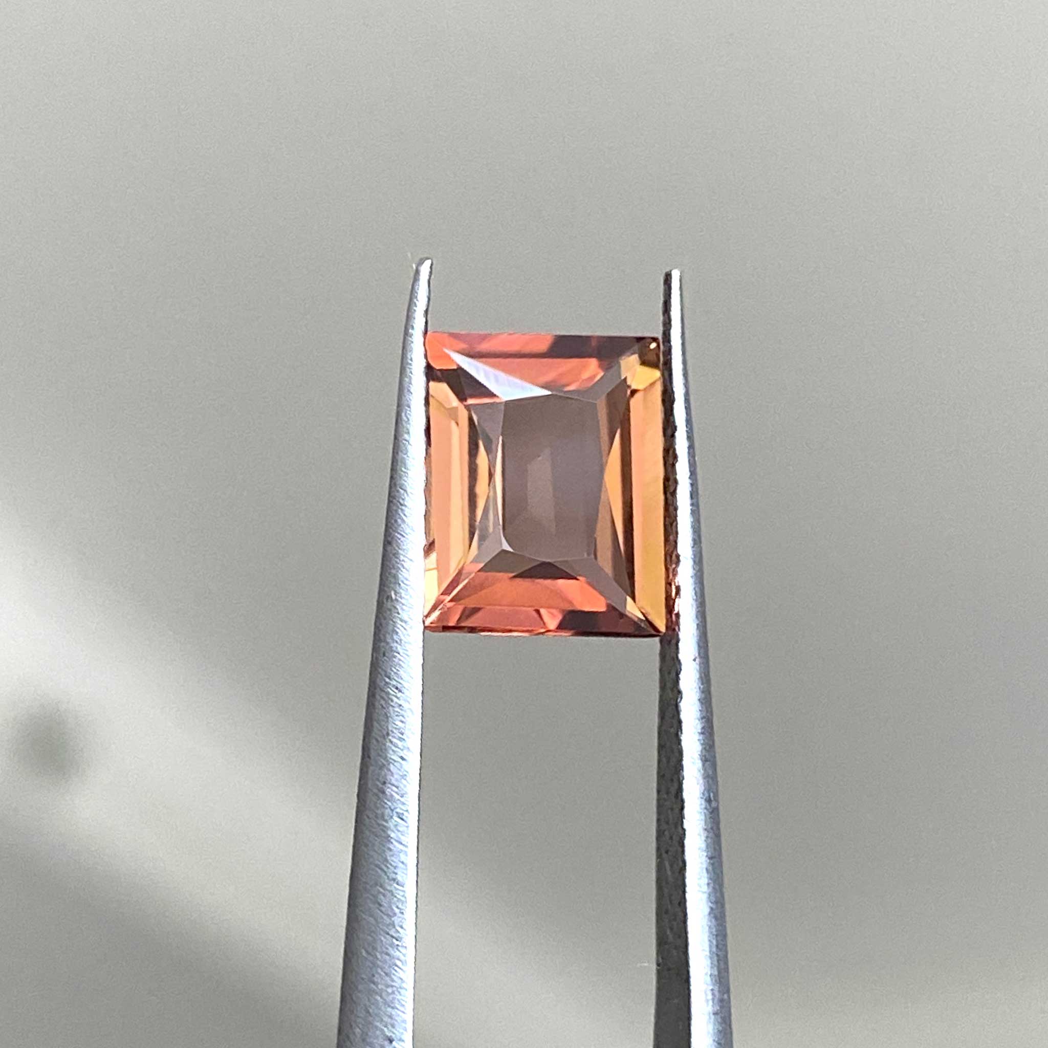 Peach and orange bicolour tourmaline