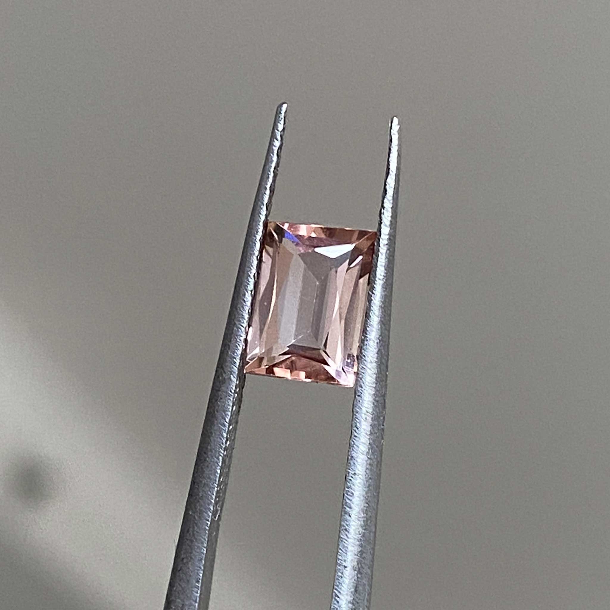 Peach pink bicolour baguette tourmaline