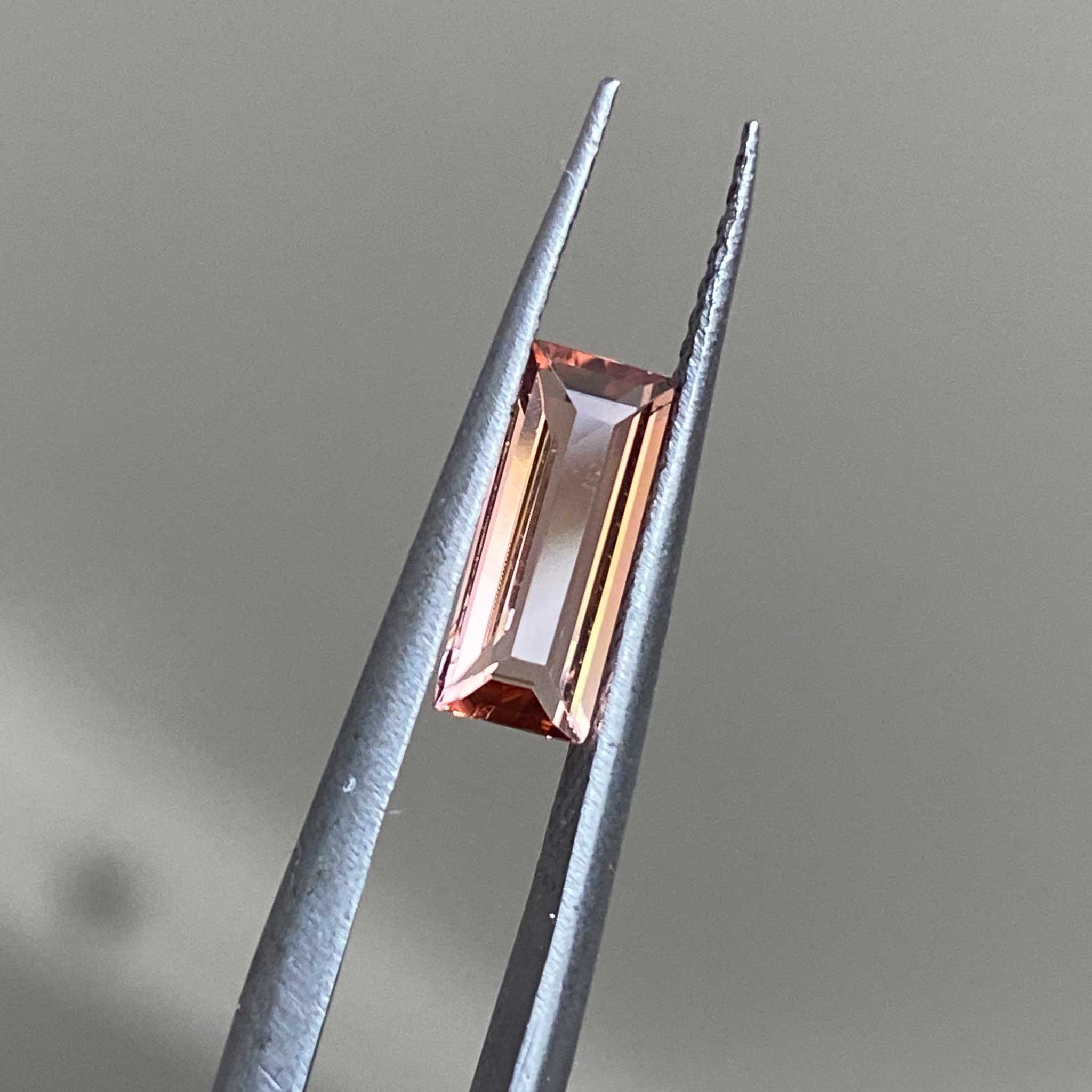 Peach pink elongated baguette tourmaline