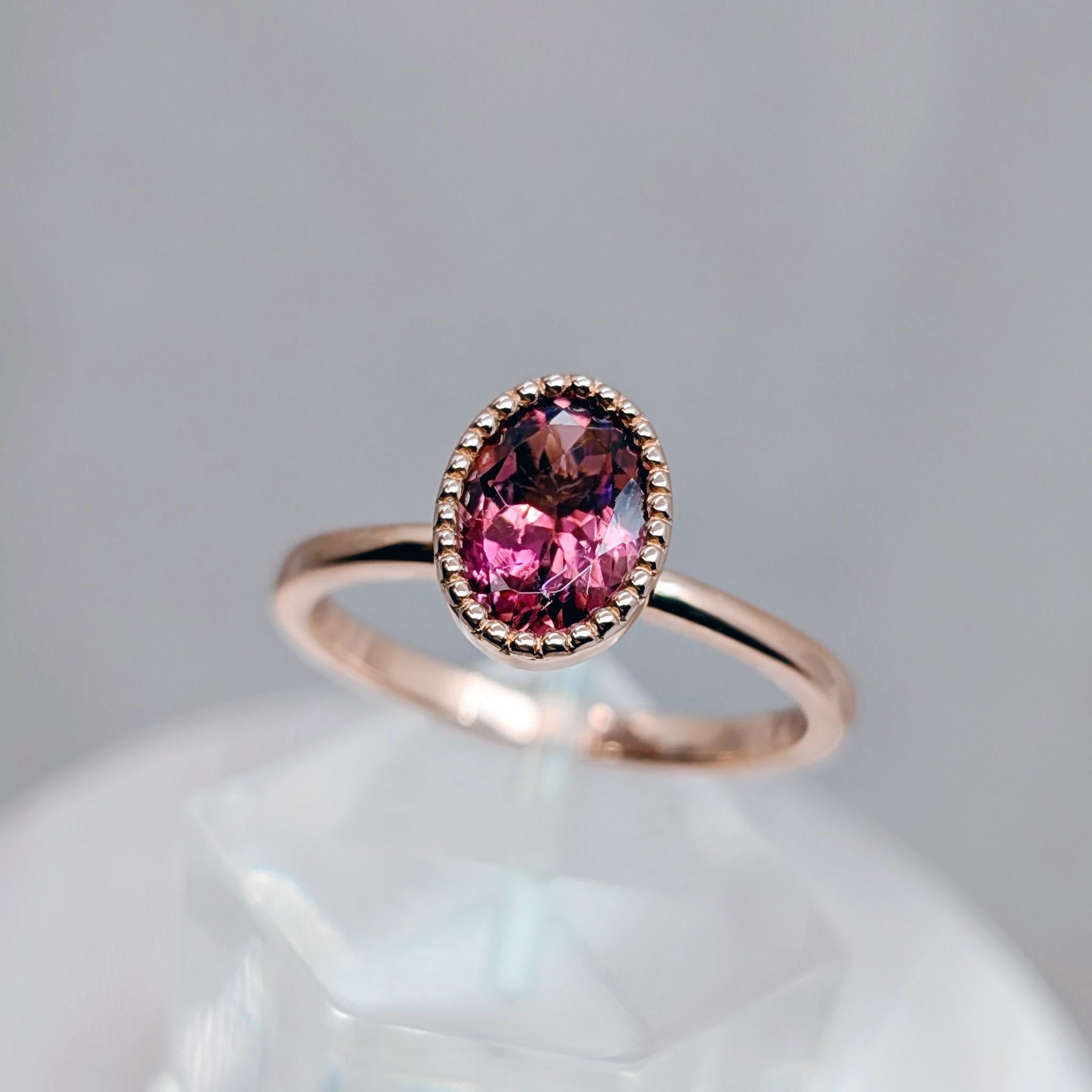 Rose pink tourmaline ring