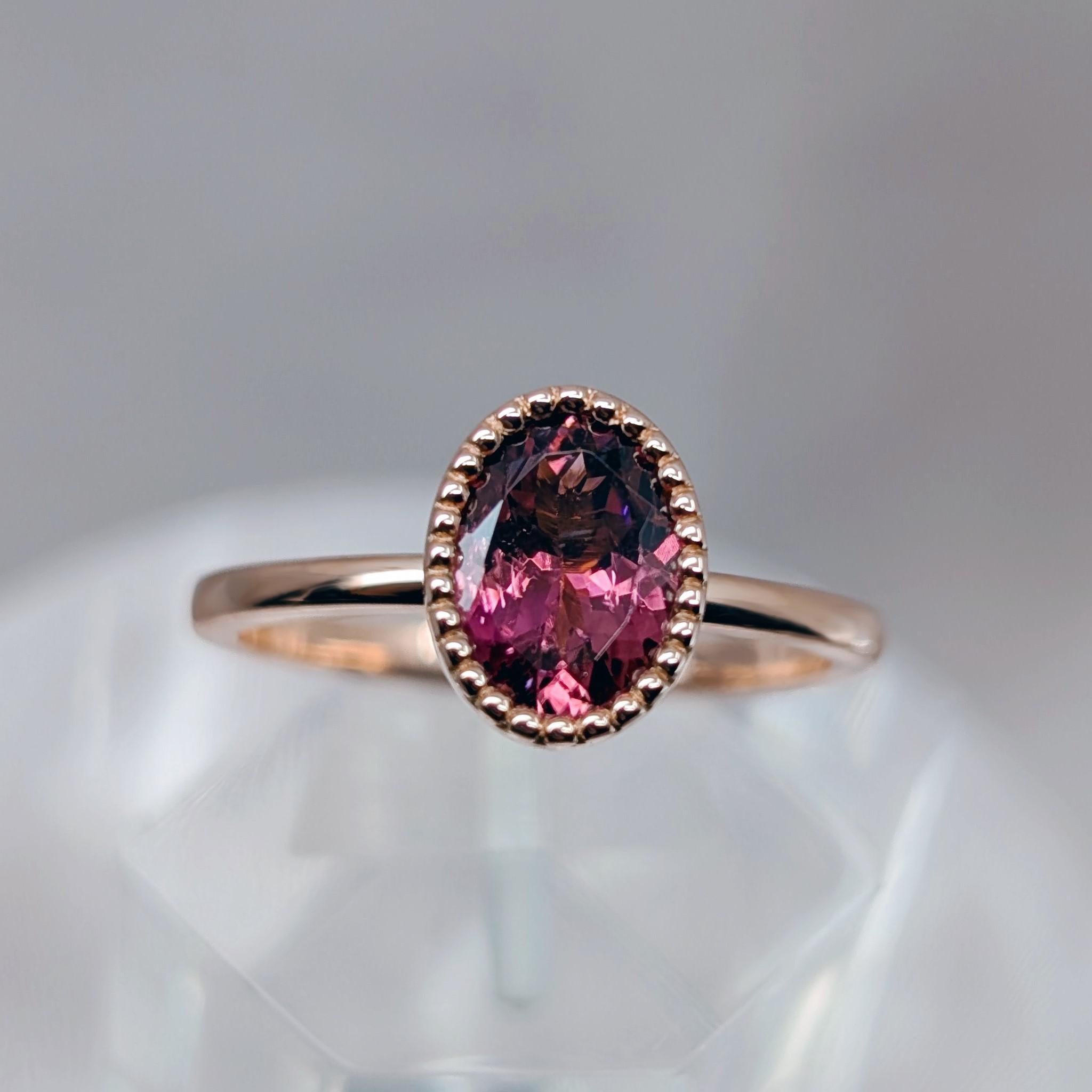 pink tourmaline ring closeup