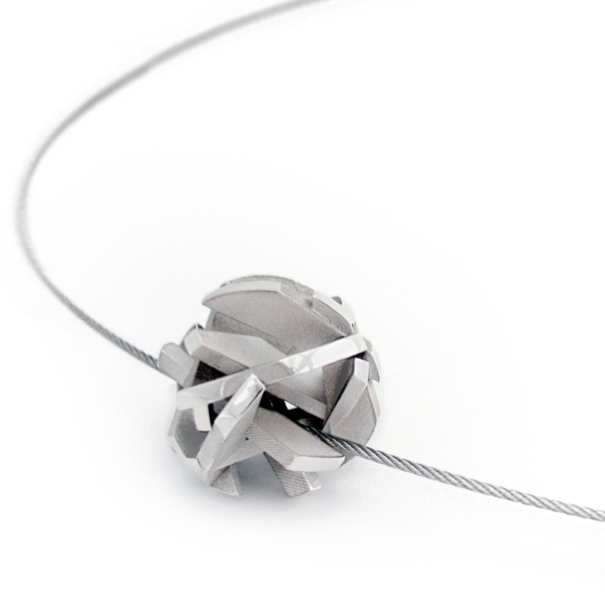 Silver 3D printed necklace pendant