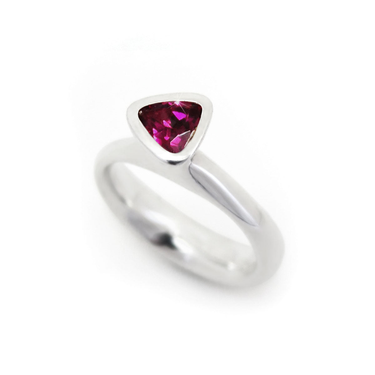 Isla Trilliant rhodolite garnet silver ring