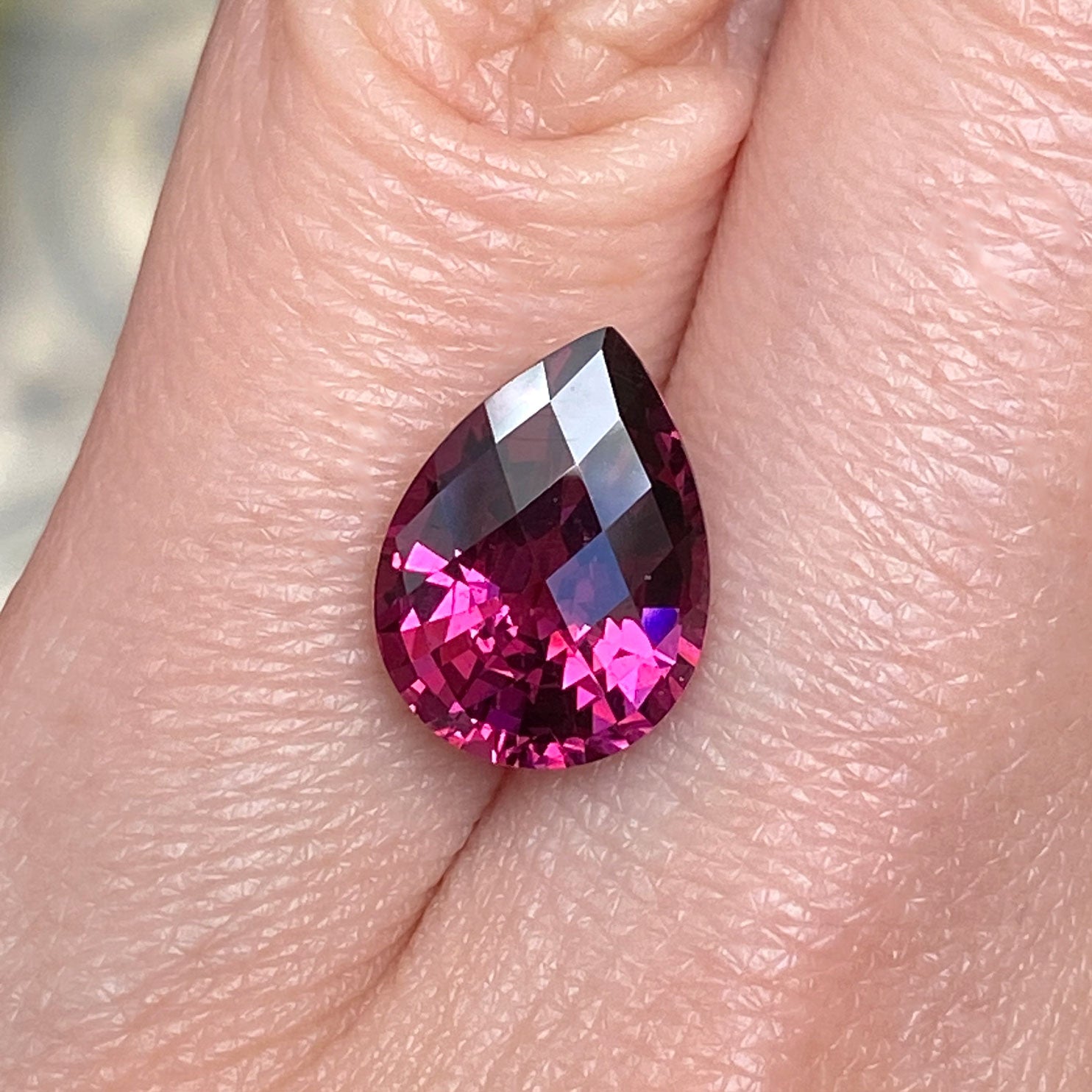 Burgundy checkerboard cut garnet for custom jewellery