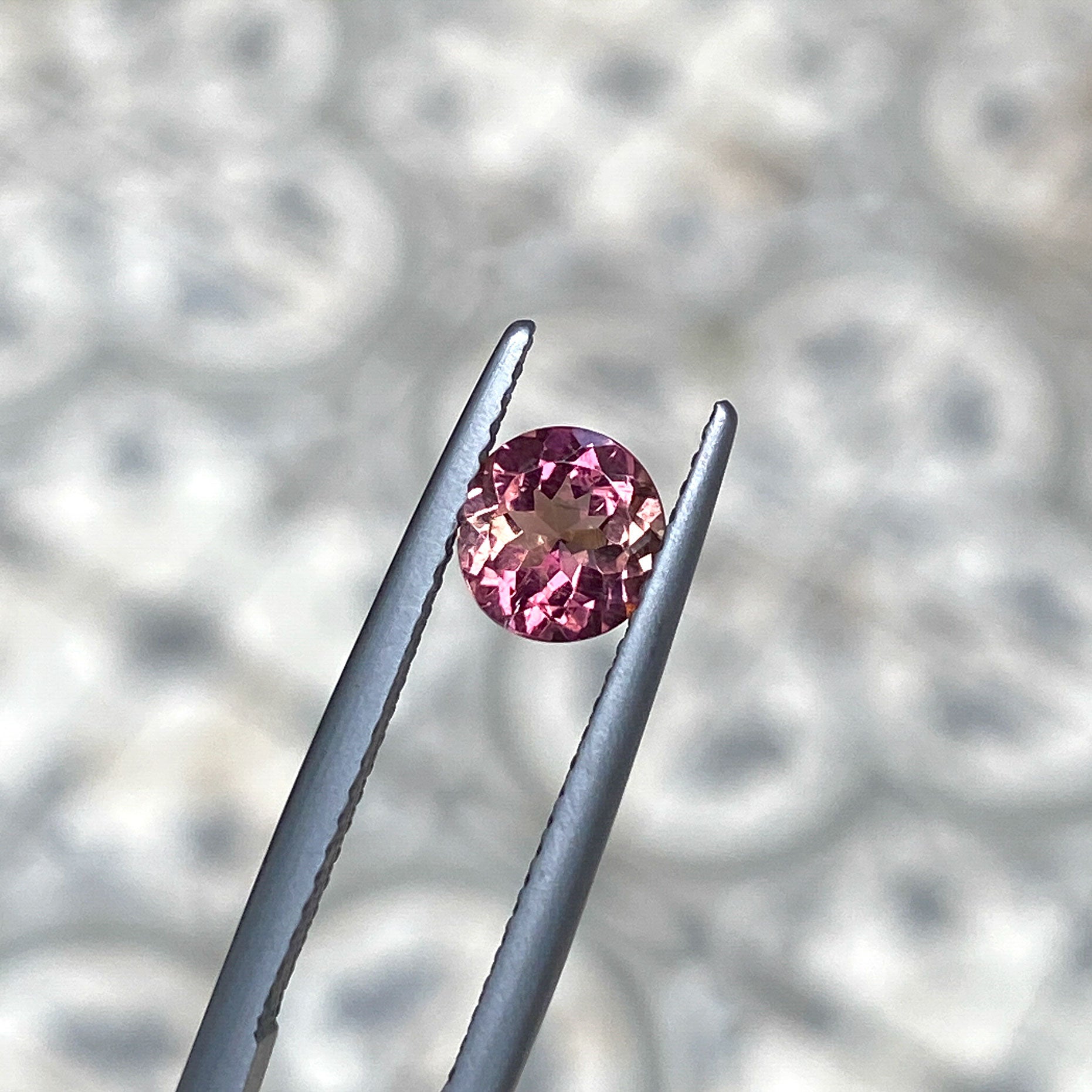 Pink round cut tourmaline gemstone