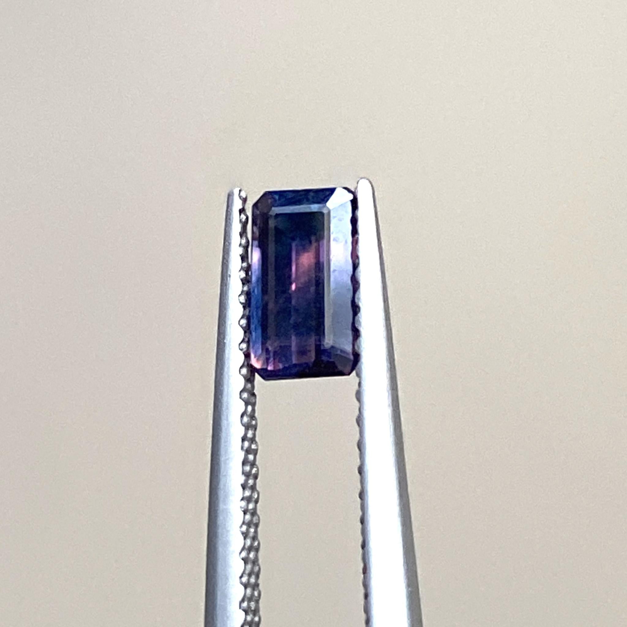 mesmerizing emerald cut Tanzanian sapphire 