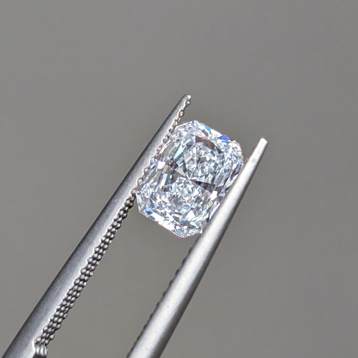 White radiant cut diamond for custom engagement ring