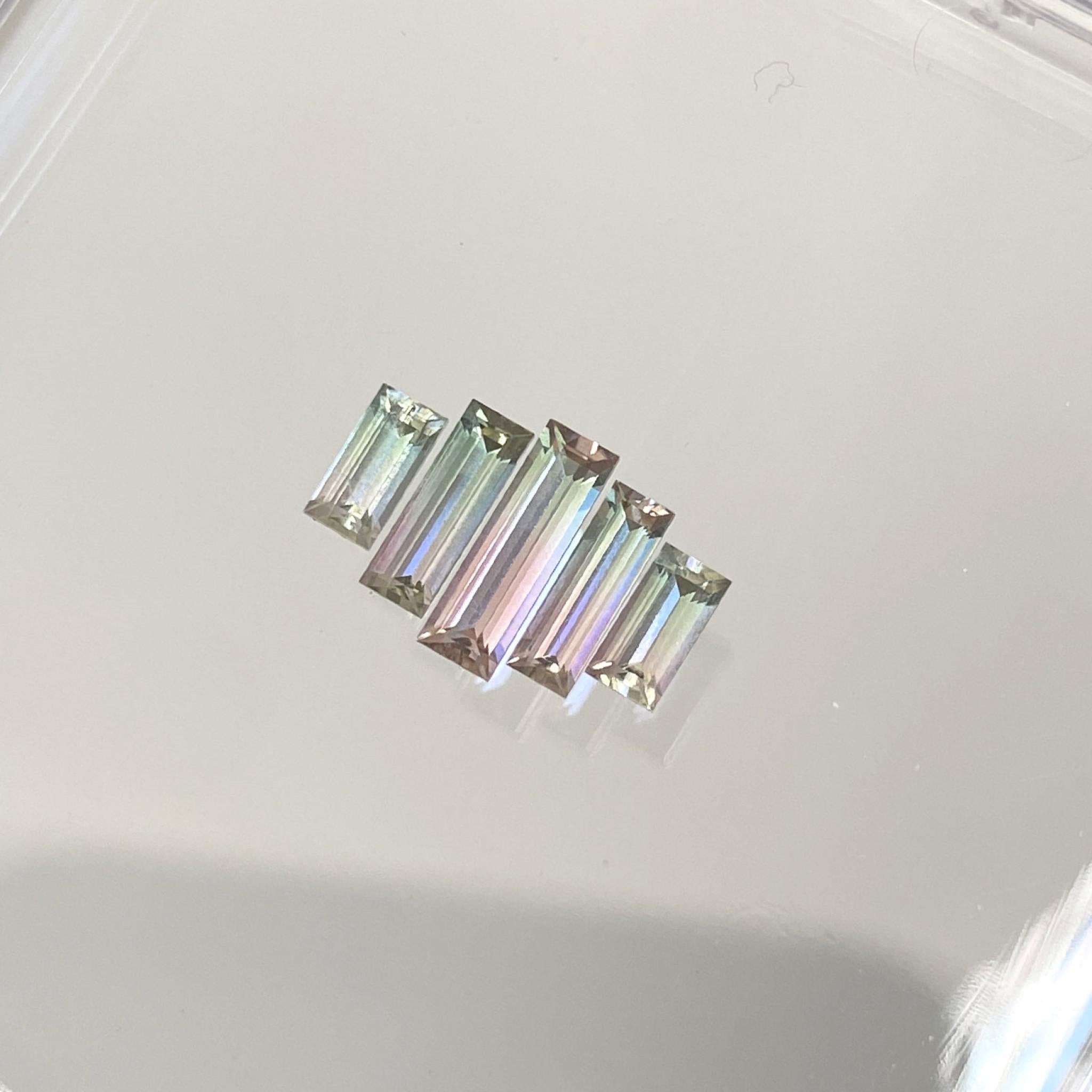 Watermelon spritzer set of 5 tourmalines