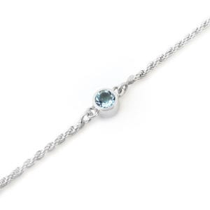 Aquamarine gemstone bracelet in sterling silver