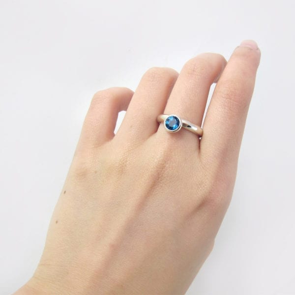 London blue topaz gemstone ring in sterling silver
