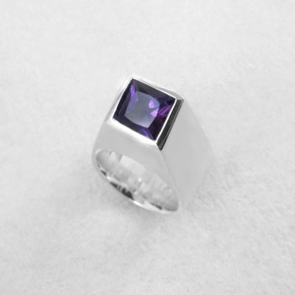 Silver amethyst cocktail ring