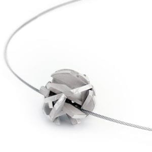 Sterling silver 3D print necklace on stainless steel cable