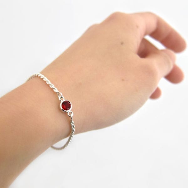 Ruby red garnet birthstone bracelet