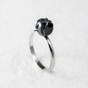 Blackened geometric ball ring