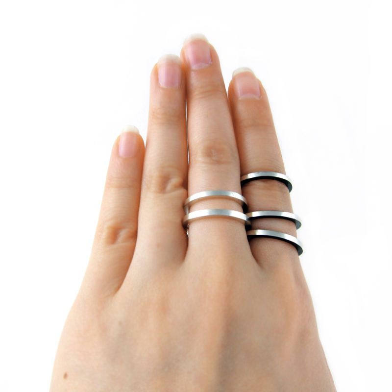 Shadow silver stackable ring | Silver ring band | Fairina Cheng