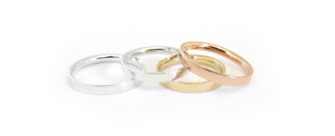 Rose gold, yellow gold and white gold wedding bands