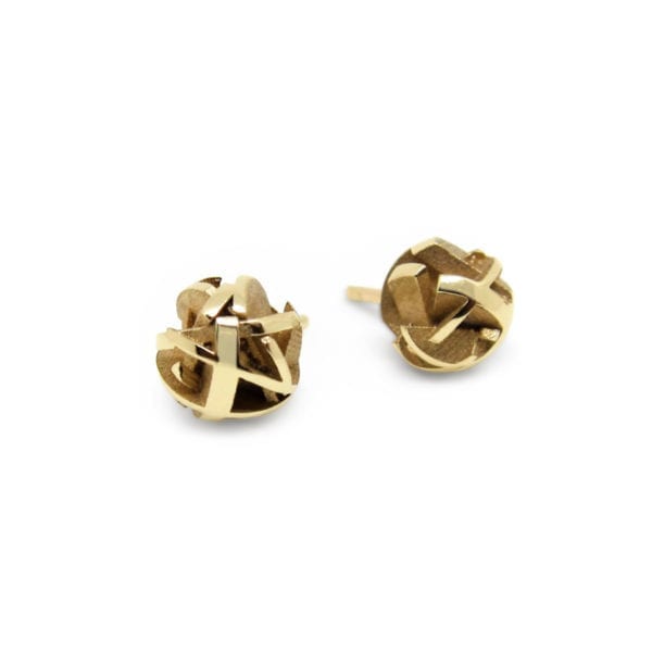 3D printed yellow gold stud earrings