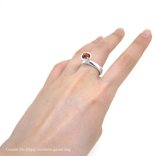 Mandarin garnet custom sterling silver ring