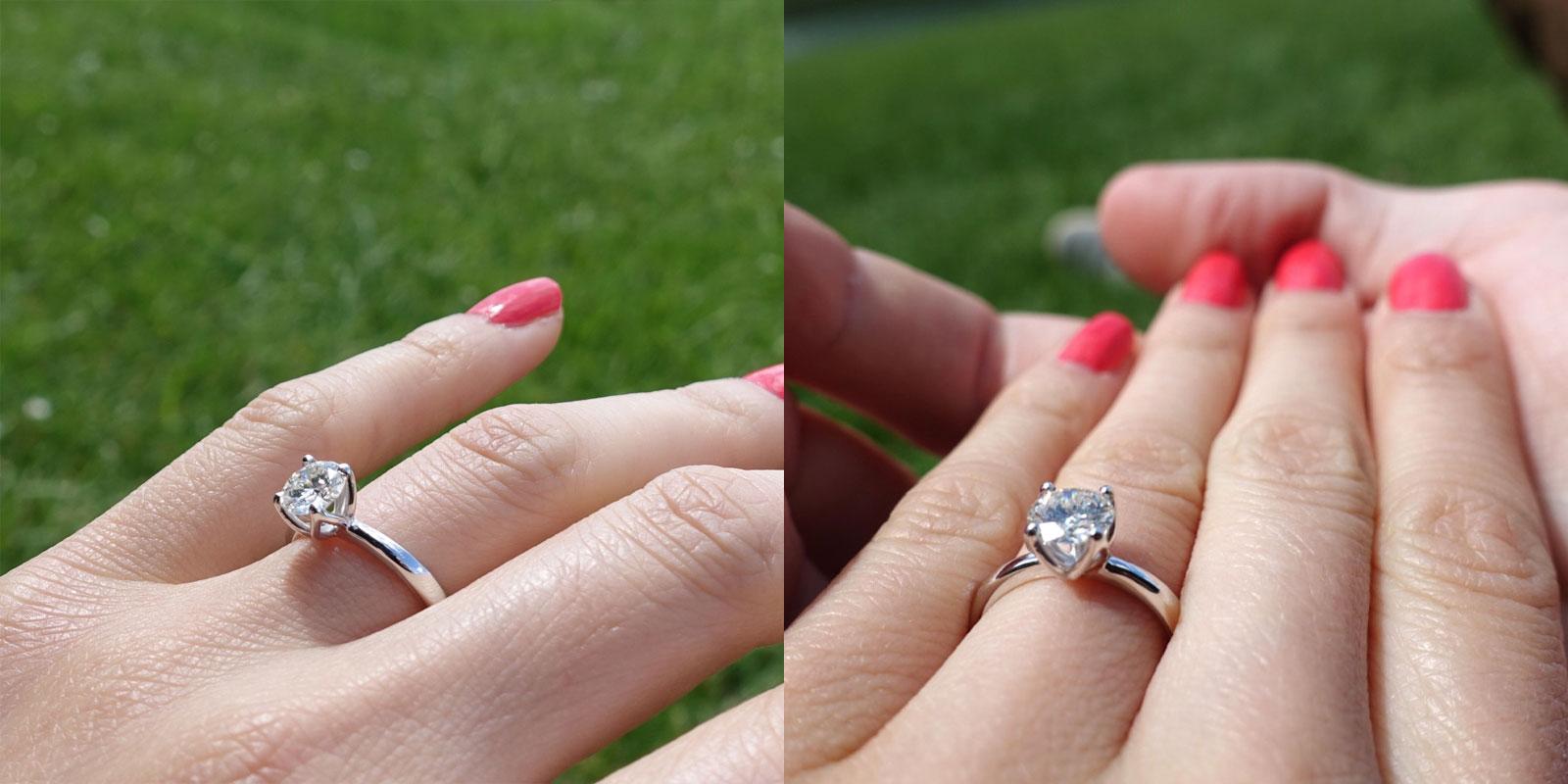 Diamond engagement ring in Versailles Gardens, Paris