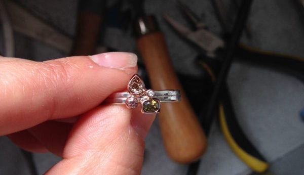 Custom pear diamond ring by Fairina Cheng