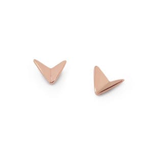 Geometric rose gold airplane stud earrings